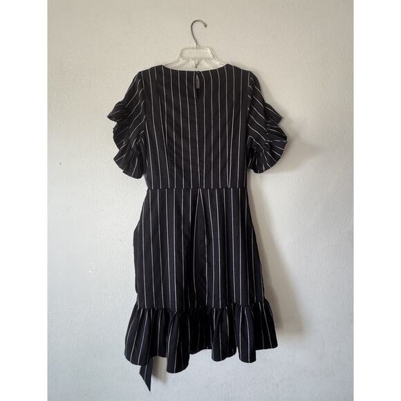 Supply & Demand Striped Dress Women’s Size 2 Faux Wrap Ruffle Trim Sleeve Preppy - Picture 2 of 9